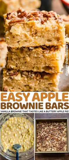 easy apple brownie bars recipe that tastes like a buttery apple pie