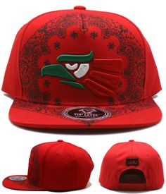 Welcome Mexico Fans to The Hat Shop. Now Available: Top Level Mexico Bandana Snapback Hat. Caracara Eagle Head on a Red Crown with Shadowed Bandana Trim. Mexico Initials on Back. Snapback Hats like these normally retail for $24.00 plus shipping... Hat has all letters on crown embroidered, stitched on. Red Snapback Fitted Hat, Red Snapback Casual Fitted Hat, Red Casual Snapback Fitted Hat, Red Adjustable Baseball Cap, Red Snapback Hat, One Size Fits Most, Red Adjustable Snapback Hat, Red Hip Hop Hat, One Size Fits Most, Red Hip Hop Hat One Size Fits Most, Red Adjustable Fitted Baseball Cap