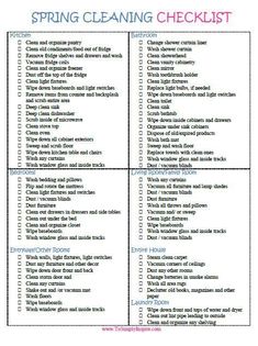 the spring cleaning checklist is shown here