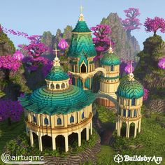 Airtug | Collab with @buildsbyara_ to build this amazing fantasy temple. This landscape was different than what I normally do but I’m happy with how… | Instagram Moss Castle Minecraft, Fantasy Castle Minecraft Ideas, Elven Buildings Minecraft, Minecraft Elven Building Ideas, Minecraft Elven City, Minecraft Elven Village, Minecraft Elven Castle, Rivendell Minecraft, Minecraft Builds Castle