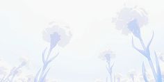 an image of flowers in the sky with blue and white colors to it's background