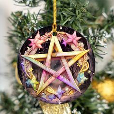 Forest Pentagram Pagan Christmas ornament-MoonChildWorld Witchy Christmas Tree Ornaments, Witchy Christmas Ornaments, Pagan Ornaments, Yule Tree Decorations, Wicca Christmas, Wiccan Christmas, Pagan Tree, Yule Ornaments, Witchy Christmas