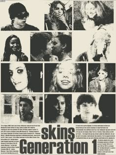 an advertisement for skin generation, with images of people and their faces in black and white