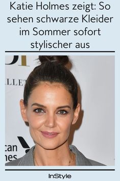 an image of a woman's face with the caption that reads, kate holmes zeit so sehen schwarze kleider im sommer soft stylisher