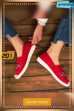 Women's Slip-ons Flat Heel Round Toe Canvas Loafer Black White Red Black Loafers With Red Sole Slip-on, Black Slip-on Loafers With Red Sole, Slip-on Flats With Red Sole And Round Toe, Red Slip-on Loafers With Stitched Sole, Red Shoes Flat Womens 5/38, Canvas Loafers, Women's Slip Ons, Black White Red, Socks And Hosiery