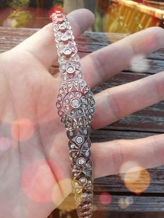 Rare, Unique, Absolutely Stunning Georgian /Edwardian Silver Rose Cut Diamond Approximately 3-3.50ct Bracelet... Length is 7.5 inches. Weight is 23 Grams. Perfect Pre Owned Condition. ONE OF A KIND, EXCLUSIVE, MUSEUM QUALITY... Diamonds are clean and sparkly...look Spectacular Vintage Diamond Bracelet With Hand-set Diamonds, Vintage Hand Set Diamond Bracelet, Luxury Diamond Bracelet With Intricate Design, Classic Gold Bracelet With Intricate Design For Anniversary, Hallmarked White Gold Diamond Bracelet, Elegant Hallmarked Sterling Silver Bracelet, Vintage Diamond Bracelet With Single Cut Diamonds For Wedding, Ornate Formal Jewelry With Single Cut Diamonds, Victorian Diamond Bracelets For Gifts