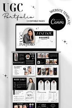 an advertisement for a hair salon with black and white graphics