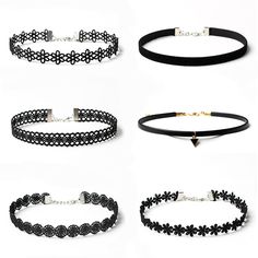 PRICES MAY VARY. Material: lace, metal, Color: black Adjustable Length: each choker necklaces has a extender chain with clasp, fit your neck snugly 6 Different kinds of choker necklaces, match different dressing styles, make your unique and attractive Suitable for occasion as wedding, dinner, date, travel,party, dance etc, can be a better replacement of a necklace It is a good gift for your lover, family, friend and coworkers Package Content:6 x Black Choker Necklace Set Vintage Lace Tattoo, Gotik Tattoo, Black Lace Choker Necklace, Tattoo Choker Necklace, Halloween Fest, Black Lace Choker, Lace Choker Necklace, Women Choker Necklace, Velvet Choker Necklaces