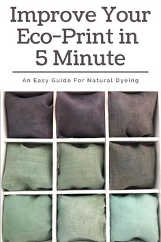 pillows with the title how to improve your eco - print in 5 minutes an easy guide for natural dyeing