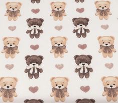 a white background with brown teddy bears and hearts in the shape of heart shaped shapes