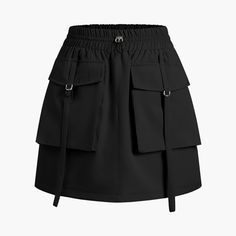 Composition: 95% Polyester, 5% Cotton Design: Pocket Style: Casual Thickness: Regular Sheer: No Material: Woven Fabric Occasion: Leisure Cargo Mini Skirt, M 16, Long Midi Dress, Cargo Skirt, Black Bottoms, Daily Look, Street Style Outfit, Sweater Vest, Fitted Dress