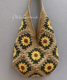 Crochet Bags Purses, Granny Squares Pattern, Granny Square Crochet Pattern, Square Patterns, Yarn Projects, Eco Bag, Crochet Bags