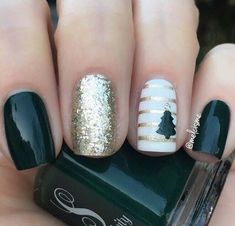 Holiday Manicure, Christmas Nail Ideas, Christmas Tree Nails, Art Stencils, Unghie Nail Art, Christmas Manicure, Tree Nails, Christmas Gel Nails