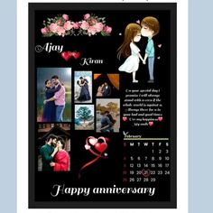 an anniversary card with pictures and words on it