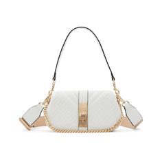 Aldo-Romie Shoulder Bag Staying in trend is effortless with the Romie shoulder bag from Aldo. Featuring three different straps so you can rock it as a crossbody or add a touch of shine with the chain handle. Luxury White Crossbody Baguette Bag, Luxury White Baguette Crossbody Bag, Versatile White Baguette Bag With Removable Pouch, Modern White Shoulder Bag With Metal Hardware, White Crossbody Shoulder Bag With Gold-tone Hardware, White Crossbody Bag With Metal Hardware, White Baguette Bag With Gold-tone Hardware For Evening, White Shoulder Bag With Metal Hardware For Everyday, Versatile White Shoulder Bag For Evening