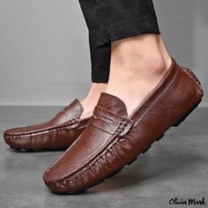 Olivia Mark - Casual Leather Driving Loafers Fashion Outdoor Slip-On Shoes Loafers Fashion, Driving Loafers, Loafers Style, Olivia Mark, On Shoes, Slip On Shoes, Heel Height, Loafers, Slip On