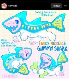 an image of some cartoon characters on a cell phone with the caption gummy shark