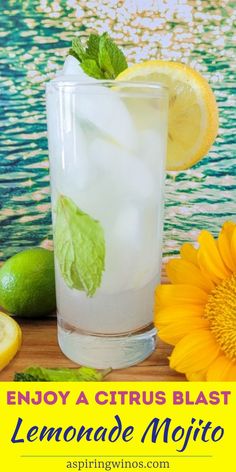 lemonade mojito with limes and mint on the side