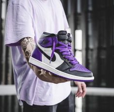 Orange Jordans, All White Jordan 1, White Jordan 1, Black White Jordans, Purple Toes, Jordan 1 Sneakers, Custom Jordans, Sneakerhead Fashion, Jordan Sneaker