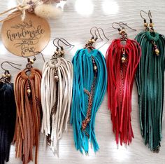 This Chandelier Earrings item by ArtMaryStyle has 135 favorites from Etsy shoppers. Ships from Turkey. Listed on Mar 19, 2024 Trendy Handmade Adjustable Tassel Earrings, Leather Fringe Earrings, Boho Earring, Small Business Inspiration, Earrings Red, Unique Handmade Jewelry, Leather Fringe, Fringe Earrings, Natural Turquoise