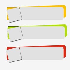 three different colored stickers with white paper on the bottom and one red, green, yellow