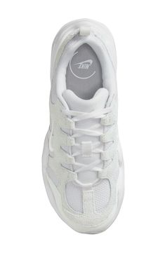 Luxe materials provide slipper-quality comfort in a sporty, go-anywhere sneaker crafted from fuzzy suede in a futuristic silhouette rippling with wavy panels. Leather and textile upper/textile lining/rubber sole Imported Nike Tech Hera, Versatile Sneakers, Sporty Shoes, Trendy Shoes Sneakers, Pretty Shoes Sneakers, New Lifestyle, Workout Fits, Sneakers Running, Nike Tech