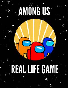 the words among us, real life game on a black background