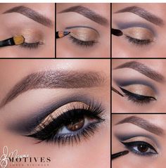 Purple & Gold Gold Glitter Eyeshadow, Khol Eyeliner, Cut Crease Tutorial, Eyeliner Tips, Grey Eyeshadow, Cut Crease Makeup, Hooded Eye Makeup