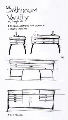 some drawings of bathroom vanitys and sinks