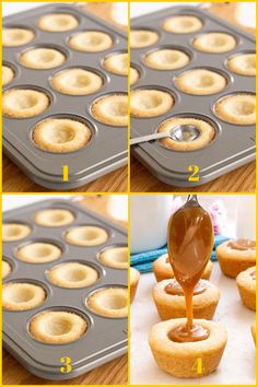 step by step instructions on how to make mini cupcakes in a muffin tin