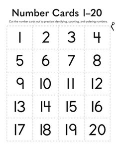 the numbers 1 - 20 worksheet for children to learn how to count them