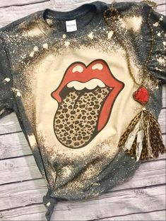 Leopard Tongue Bleached TShirts (PRE-ORDER) - Creations by FC Bleached Shorts, Tee Ideas, Monogram Shirts, Distressed Tee, Sublime Shirt