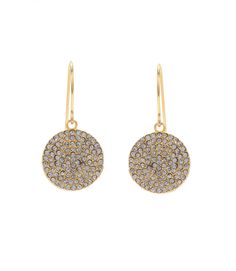 Crafted with precision, these handcrafted earrings are a testament to the artistry and individuality that defines the Brooklyn, NY creative spirit. The small round disc shape, combined with the antique gold finish, exudes vintage charm, while the glistening diamond Swarovski crystals add a touch of contemporary luxury. Dimensions: 1 1/4" L Material: 18 karat gold finish with pavé diamond crystals Handmade in USA Disc Earrings, Contemporary Luxury, Handcrafted Earrings, Diamond Crystal, Pave Diamonds, Vintage Charms, Gold Finish, Antique Gold, Gold Earrings