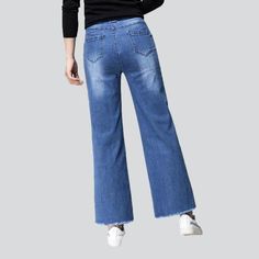 Welcome to the 2023 Spring-Summer Collection! Step into the streets in mode with our light wash. wide-leg. elevated-waisted straight pocket jeans. These jeans are an effortless blend of classic and contemporary fashion that will add the perfect touch of chic to your wardrobe. Crafted from luxe denim. they feature a zipper & button closure for a secure fit that's as comfortable as it is stylish.Distinctive Features: Street Style: Take your look to the next level with these stylish jeans. perfect Casual Medium Wash Wide-leg Cropped Jeans, Wide-leg Cropped Jeans With Five Pockets, Wide-leg Cropped Denim Jeans, Light Wash Wide-leg Cropped Denim Jeans, Light Wash Wide-leg Cropped Jeans, Wide Leg Washed Blue Cropped Jeans For Spring, Chic Denim Blue Wide-leg Cropped Jeans, Chic Wide Leg Cropped Jeans In Denim Blue, Chic Wide-leg Cropped Jeans In Denim Blue