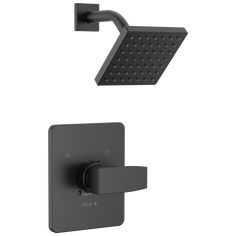 thermostaer with shower head and hand showerhead in matte black finish