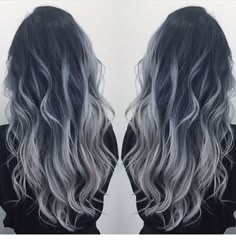 Hair Black Balayage, Grey Ombre Hair, Colored Curly Hair, Balayage Hair Blonde, Trendy Hair Color, Ombre Hair Color, Grey Hair Color, Hair Tutorials, Winter 2022