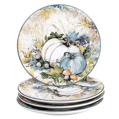 PRICES MAY VARY. Includes: Harvest Gatherings 9" Salad/Dessert Plates, Set of 4 9" Diam x .75" Made From Durable Earthenware Perfect for Entertaining or Everyday Use Dishwasher & Microwave Safe for Reheating Only Thanksgiving Treats, Salad Dessert, Ceramic Dinnerware, Pie Dessert, Pie Plate, Fall Table, Dessert Plates, Dessert Bowls, Plates Set