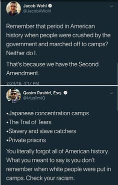 two tweets with the same caption for each other, one has an american flag on it