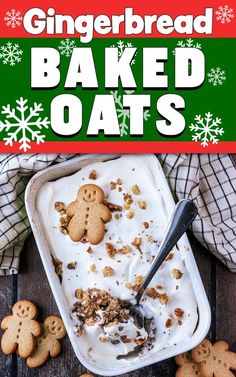 Gingerbread baked oats with a text overlay title. Easy Gingerbread, Healthy Pancake Recipes, Creamy Yogurt, Perfect Healthy Breakfast, Chocolate Festival, Chocolate Crunch, Healthy Christmas