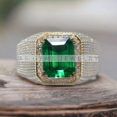 NATURAL EMERALD GEM WEDDING BAND RING PERFECT GIFT Item Description:- MATERIAL-Silver METAL PURITY- 925 Sterling Silver GEMSTONE- Emerald GEMSTONE COLOR- Green GEMSTONE SHAPE- Octagon Cut GENDER- Female, Male BIRTHSTONE- May JEWELRY TYPE- Ring HEALING PROPERTIES OF GEMSTONE- Emerald brings loyalty and provides for domestic bliss. It enhances unconditional love, unity and promotes friendship. Keeps partnerships in balance and can signal unfaithfulness if it changes color. Emerald stimulates the h Green Emerald Signet Ring For Wedding, Green Diamond Signet Ring For Anniversary, Anniversary Green Diamond Signet Ring, Green Signet Ring For Wedding, May Birthstone, Wedding Emerald Gemstone Signet Ring, Green Signet Ring With Center Stone For Anniversary, Wedding Emerald Signet Ring Hallmarked, Anniversary Green Signet Ring With Center Stone, Wedding Signet Ring With Emerald-cut Center Stone