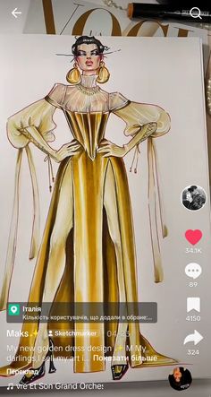 an image of a woman in a gold dress on the app store's website