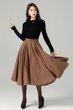 Midi Wool Skirt, Long Wool Skirt, Prom Skirt, Skirt Winter, Skirt With Buttons, Dark Autumn, Body Measurement, Winter Skirt, Skirt Midi