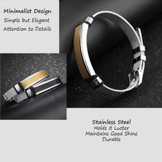 The Mens Stainless Steel Bracelet showcases a minimalist style that is quite on trend. The features include an adjustable mesh band with buckle clasp so that the bracelet can be easily adjusted to fit most men's wrist. The bracelet band width is 12mm, roughly 0.46 inches and the length can accommodate wrist from 6.5 to 8.5 inches. It is a fashionable mens bracelet that can work for all occasions, and can be gifted to teens, young men and older. This stainless steel bracelet is packaged with a je Modern Adjustable Stainless Steel Wristband, Father's Day Adjustable Stainless Steel Chain Bracelet, Gold-tone Stainless Steel Chain Bracelet For Gifts, Masculine Adjustable Stainless Steel Bracelet, Gold-tone Stainless Steel Bracelet With Adjustable Chain, Stainless Steel Bracelet Men, Blue Words, Great Gifts For Men, Jewelry Pouch