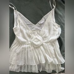 Brand New, Never Worn. Perfect For A Beautiful Bride On Her Bachelorette Party! Beautiful Lovers & Friends Ruffled White Tank Top Adjustable Shoulder Straps Zipper On The Side Shell: 100% Polyester Lining: 100% Viscose White V-neck Camisole With Ruffles, White V-neck Ruffled Camisole, Chic Wedding Camisole For Spring, Spring Wedding Tops With Spaghetti Straps, Spring Wedding Spaghetti Strap Top, White Camisole For Spring Party, White Spring Party Camisole, Spring Wedding V-neck Camisole, White Ruffled Camisole For Spring