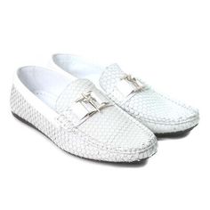 Elegant Slip-on Moccasins With Woven Sole, Formal Summer Slip-ons With Textured Sole, Formal Almond Toe Moccasins For Summer, Summer Formal Almond Toe Moccasins, Formal Summer Almond Toe Moccasins, Elegant Summer Moccasins With Rubber Sole, Formal Summer Moccasins With Almond Toe, Summer Formal Leather Shoes With Stitched Sole, White Slip-on Moccasins For Summer