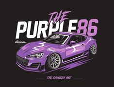 a purple car with the words, the purple 86 on it