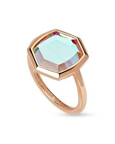 "Our new engravable pieces are perfect to personalize for loved ones. (And I’m obsessed with our one-of-a-kind Dichroic Glass!)" - Kendra 

 Your daily dose of shine is here via the Davis 18k Rose Gold Vermeil Cocktail Ring in Dichroic Glass. We love this cocktail ring for its vast styling opportunities - dressed up or down, it's the perfect sized statement. Your every movement will catch stares while you're wearing the Davis Cocktail Ring. Pearl Cocktail Ring, Cocktail Jewelry, Rings Cool, Put A Ring On It, Engraved Jewelry, Dichroic Glass, Awesome Things, Engraved Items, Pearl Size