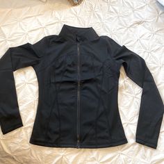 Nwt. This Is The Perfect Black Fitted Lightweight Jacket (Spandex Stretch) To Wear To And From The Gym, Walking Or Running Outside, Or Paired With Leggings While Out Doing Errands. It Is Thinner Like A Shirt And Not Lined. Black Outfits Athletic, Functional Fitted Outerwear With Zipper Closure, Fitted Functional Outerwear With Zipper, Black Fitted Nylon Track Jacket, Fitted Functional Outerwear With Zipper Closure, Fitted Nylon Sports Outerwear, Black Stretch Functional Outerwear, Fitted Black Nylon Outerwear, Fall Stretch Nylon Track Jacket