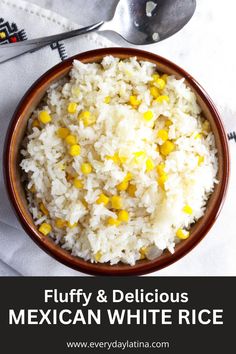 Elevate your Mexican meals with this fluffy and flavorful Mexican white rice with corn. This easy-to-follow recipe delivers perfect rice every time. It’s the perfect side dish for tacos, enchiladas, and more. Mexican White Butter Rice, Mexican Corn Rice Recipe, Mexican Rice And Corn Recipe, White Rice Corn Recipes, White Rice With Corn Mexican, Mexican Corn And Rice, White Rice Mexican Style, White Rice Ideas, Mexican White Rice Recipes