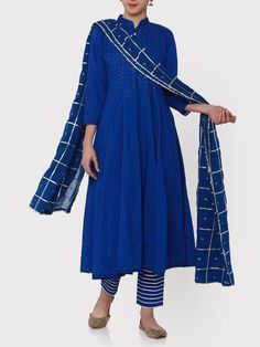 Zubeida Cobalt Blue  Kurta Set - Trendroots Badla Work, Heavy Dupatta, Neeta Lulla, Blue Kurta, Gotta Work, Kurta Set, Designer Gowns, Indian Design, Kids Sleepwear